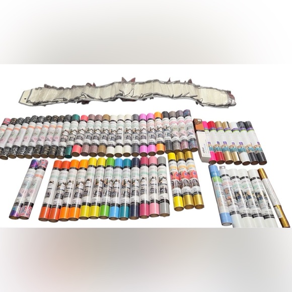 NWT’S Cricut-Compatible Craft Material Lot–Vinyl & Heat Transfer Rolls+Organizer - Picture 3 of 13